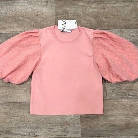 ZARA Top with Full Textured Sleeves NWT - Picture 4 of 11